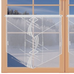 Scheibenhänger Maxi in weiß aus Plauener Spitze am WInterfenster