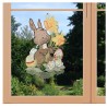 Fensterbild Hase mit Osterglocken Plauener Spitze am Fenster