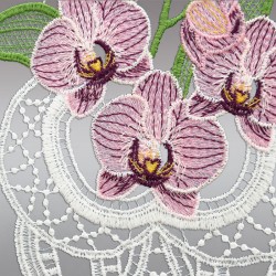 Allzeit-Fensterbild Orchidee in Rosa Echte Plauener Spitze im Detail