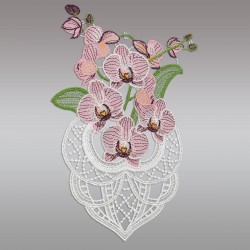 Allzeit-Fensterbild Orchidee in Rosa Echte Plauener Spitze ganzheitliche Ansicht