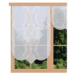 Scheibenhänger Marla in Beige-Lachs aus Plauener Spitze lang im Fenster