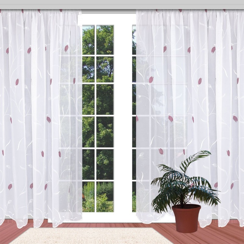 Stickereistore Tulpe an einem Fenster Stickereistore Tulpe an einem Fenster
