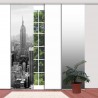 Muster: Farbverlauf weiß und grau mit Flächenvorhang "New York"  -  Skyline  - incl. Paneelwagen und Klemmleiste